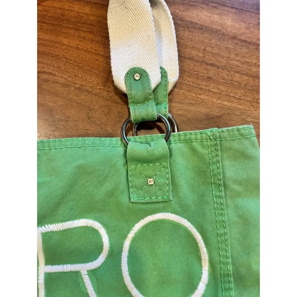 [[Y2K FASHION]] Bright Green Aeropostale Tote Bag 100% Cotton Retro Fabulous! - Picture 3 of 6